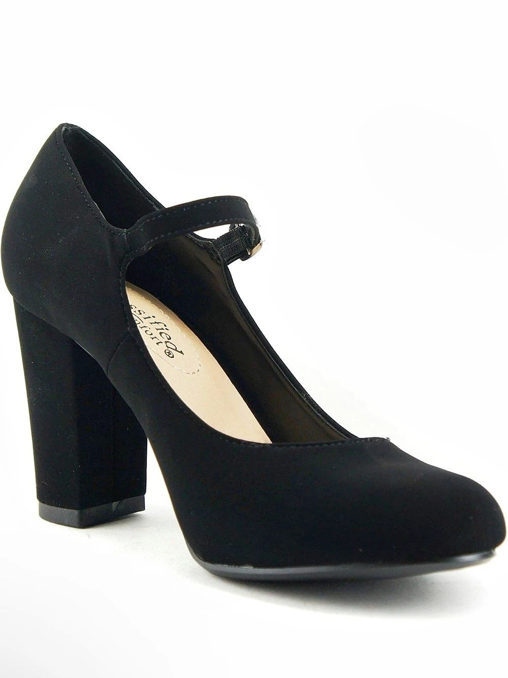 City Classified Nola Mary Jane Chunky High Heel Black Mary Jane Block Heel Pumps